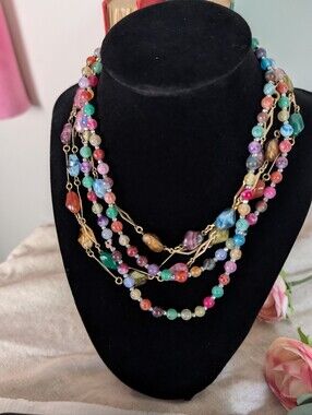 Whimsical Layered Glass Bead Necklaces Fairycore Boho Festival